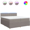 Image de vidaXL Lit boxspring avec matelas Taupe 200x200 cm Tissu