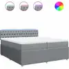 Image de vidaXL Lit boxspring avec matelas gris clair 200x200 cm Tissu