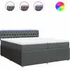 Image de vidaXL Lit boxspring avec matelas gris foncé 200x200 cm Tissu