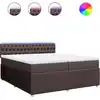 Image de vidaXL Lit boxspring avec matelas brun foncé 200x200 cm Tissu