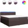 Image de vidaXL Lit boxspring avec matelas brun foncé 200x200 cm Tissu