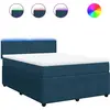 Image de vidaXL Lit boxspring avec matelas bleu 140x190 cm velours