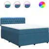 Image de vidaXL Lit boxspring avec matelas bleu 140x190 cm velours