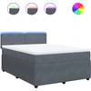Image de vidaXL Lit boxspring avec matelas gris foncé 140x200 cm velours