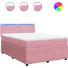 Image de vidaXL Lit boxspring avec matelas rose 140x200 cm velours