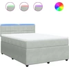 Image de vidaXL Lit boxspring avec matelas gris clair 140x200 cm velours