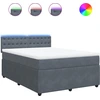 Image de vidaXL Lit boxspring avec matelas gris foncé 140x200 cm velours