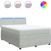 Image de vidaXL Lit boxspring avec matelas gris clair 160x200 cm velours