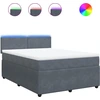 Image de vidaXL Lit boxspring avec matelas gris foncé 160x200 cm velours