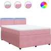 Image de vidaXL Lit boxspring avec matelas rose 160x200 cm velours