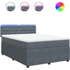 Image de vidaXL Lit boxspring avec matelas gris foncé 160x200 cm velours