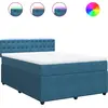 Image de vidaXL Lit boxspring avec matelas bleu 160x200 cm velours