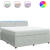 Image de vidaXL Lit boxspring avec matelas gris clair 180x200 cm velours