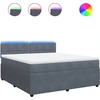 Image de vidaXL Lit boxspring avec matelas gris foncé 180x200 cm velours