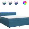 Image de vidaXL Lit boxspring avec matelas bleu 180x200 cm velours