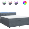 Image de vidaXL Lit boxspring avec matelas gris foncé 180x200 cm velours