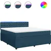 Image de vidaXL Lit boxspring avec matelas bleu 180x200 cm velours