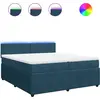 Image de vidaXL Lit boxspring avec matelas bleu 200x200 cm velours