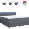 Image de vidaXL Lit boxspring avec matelas gris foncé 200x200 cm velours