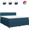 Image de vidaXL Lit boxspring avec matelas bleu 200x200 cm velours