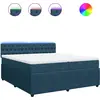 Image de vidaXL Lit boxspring avec matelas bleu 200x200 cm velours
