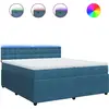Image de vidaXL Lit boxspring avec matelas bleu 200x200 cm velours