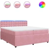 Image de vidaXL Lit boxspring avec matelas rose 200x200 cm velours
