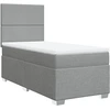 Image de vidaXL Lit boxspring avec matelas gris clair 90x190 cm Tissu