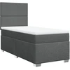 Image de vidaXL Lit boxspring avec matelas gris foncé 90x200 cm Tissu
