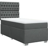 Image de vidaXL Lit boxspring avec matelas gris foncé 90x200 cm Tissu