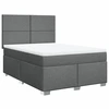 Image de vidaXL Lit boxspring avec matelas gris foncé 140x190 cm Tissu