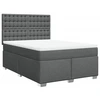 Image de vidaXL Lit boxspring avec matelas gris foncé 140x200 cm Tissu