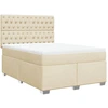 Image de vidaXL Lit boxspring avec matelas Crème 160x200 cm Tissu