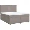 Image de vidaXL Lit boxspring avec matelas Taupe 180x200 cm Tissu