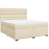 Image de vidaXL Lit boxspring avec matelas Crème 180x200 cm Tissu