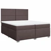 Image de vidaXL Lit boxspring avec matelas brun foncé 200x200 cm Tissu