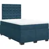 Image de vidaXL Lit boxspring avec matelas bleu 120x190 cm velours