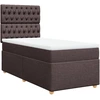 Image de vidaXL Lit boxspring avec matelas brun foncé 90x190 cm Tissu