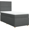 Image de vidaXL Lit boxspring avec matelas gris foncé 90x200 cm Tissu
