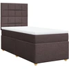 Image de vidaXL Lit boxspring avec matelas brun foncé 90x200 cm Tissu