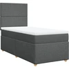 Image de vidaXL Lit boxspring avec matelas gris foncé 100x200 cm Tissu