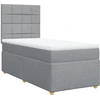 Image de vidaXL Lit boxspring avec matelas gris clair 100x200 cm Tissu