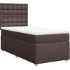 Image de vidaXL Lit boxspring avec matelas brun foncé 100x200 cm Tissu