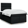 Image de vidaXL Lit boxspring avec matelas noir 120x200 cm Tissu