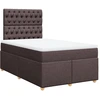 Image de vidaXL Lit boxspring avec matelas brun foncé 120x200 cm Tissu