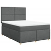 Image de vidaXL Lit boxspring avec matelas gris foncé 140x190 cm Tissu
