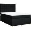 Image de vidaXL Lit boxspring avec matelas noir 140x190 cm Tissu