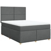 Image de vidaXL Lit boxspring avec matelas gris foncé 140x200 cm Tissu