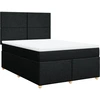 Image de vidaXL Lit boxspring avec matelas noir 160x200 cm Tissu