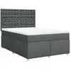 Image de vidaXL Lit boxspring avec matelas gris foncé 160x200 cm Tissu